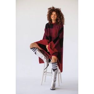 Free People Meet Me Plaid Poncho